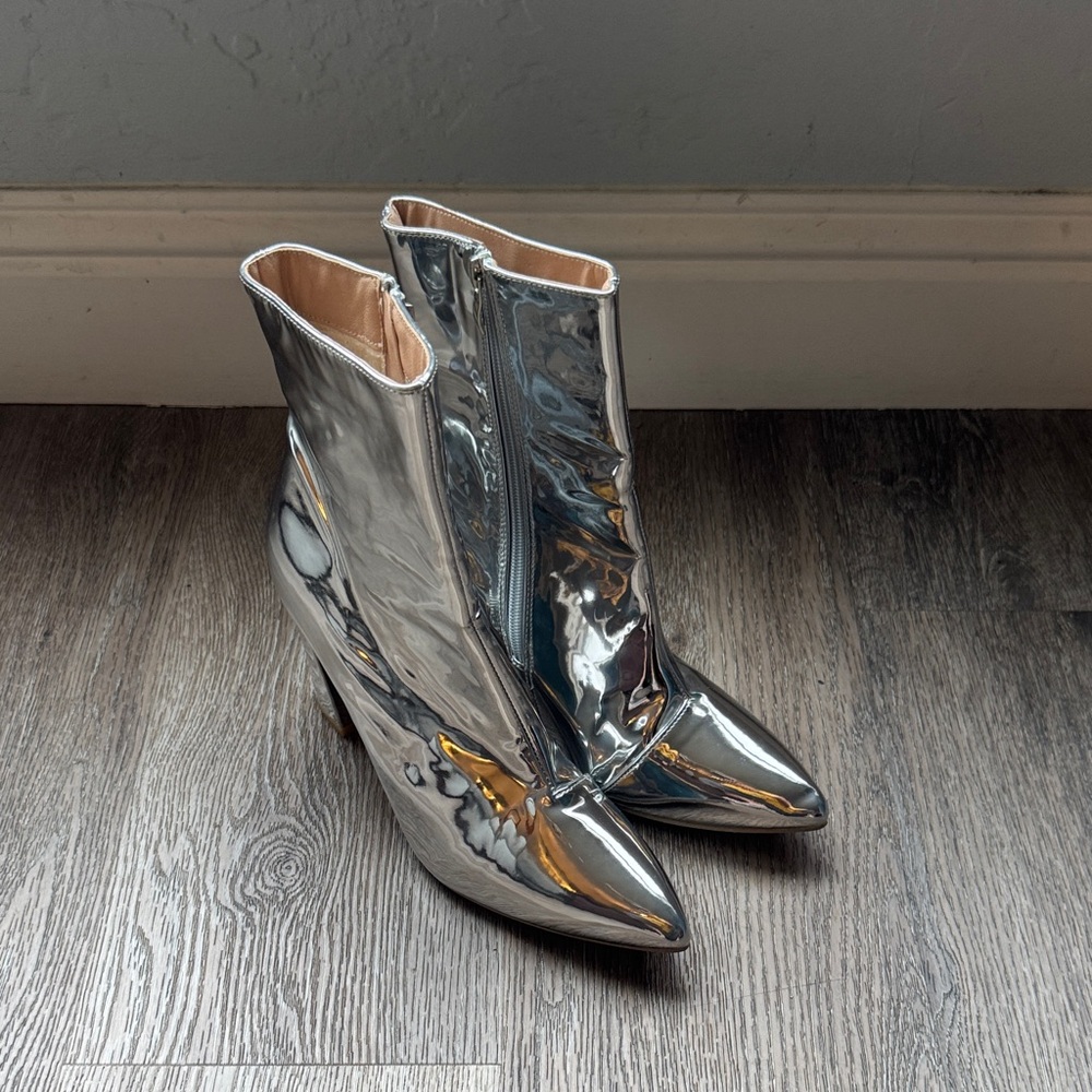 SILVER ANKLE BOOTS